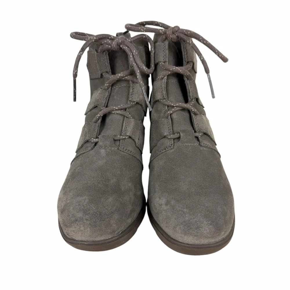 Sorel Evie Suede Lace-Up Wedge Boots Grey Size 7